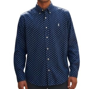 Ralph Lauren Classic Fit Button Down Shirt Anchor Print Navy XL Men's